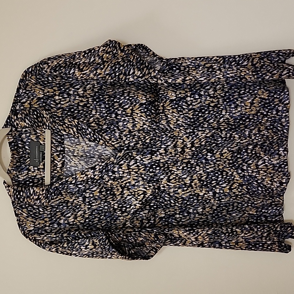 Anthropologie Womens Blue Button Up Short Sleeve Blouse Size Large Mob Wife - Picture 2 of 15